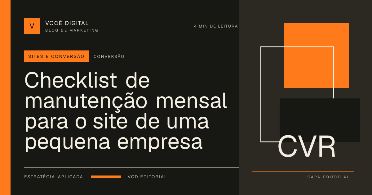 Capa editorial: Checklist de manutenção mensal para o site de uma pequena empresa