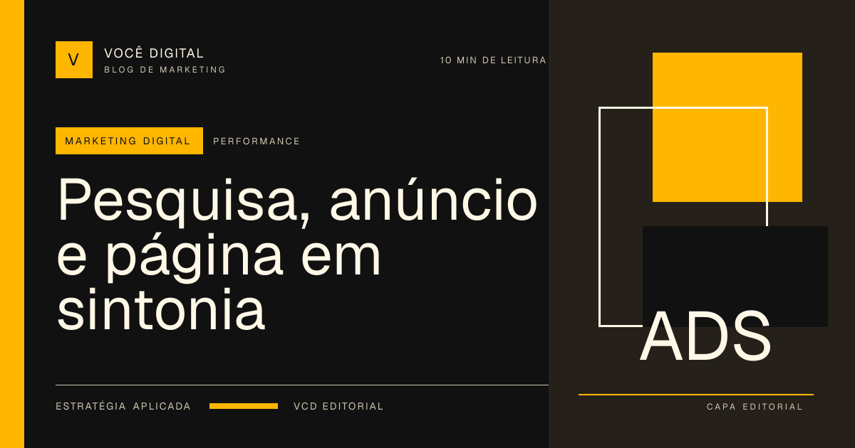Capa editorial: Pesquisa, anúncio e página em sintonia